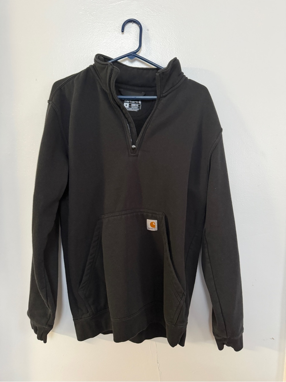 Carhartt Black Half-Zip Pullover with Kangaroo Pocket
